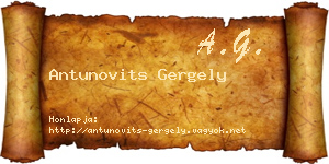 Antunovits Gergely névjegykártya